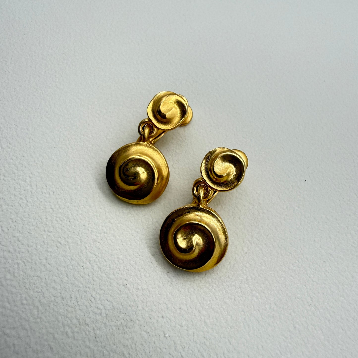 Givenchy Vintage Round Shape Dangling Golden Clip-on Earrings