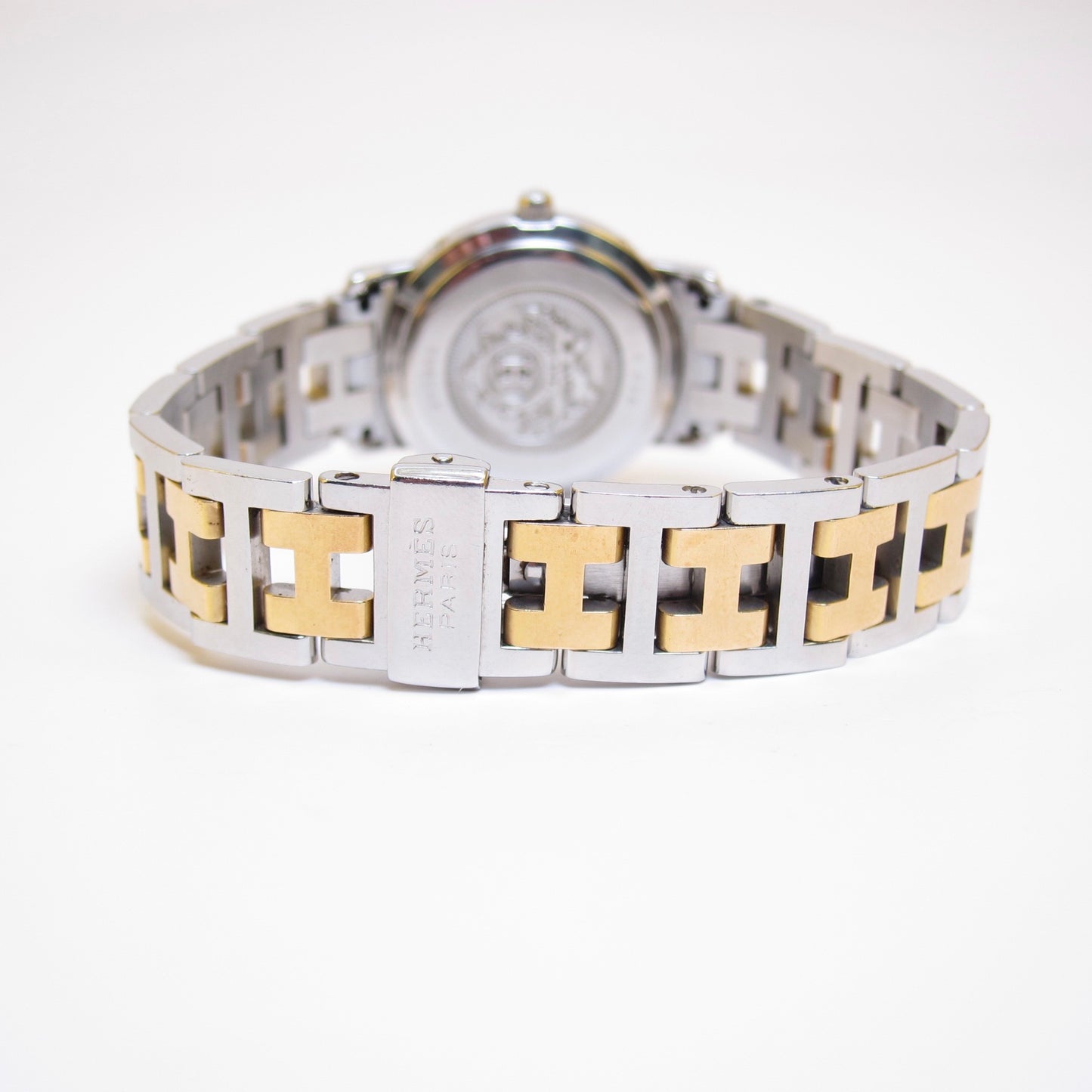Hermes Vintage Clipper Ivory Face with Date and H Bracelet Two Tone Watch