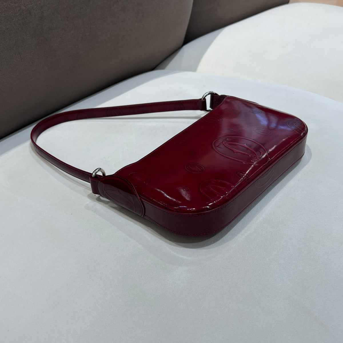 Cartier Vintage Happy Birthday Bordeaux Leather Shoulder Bag