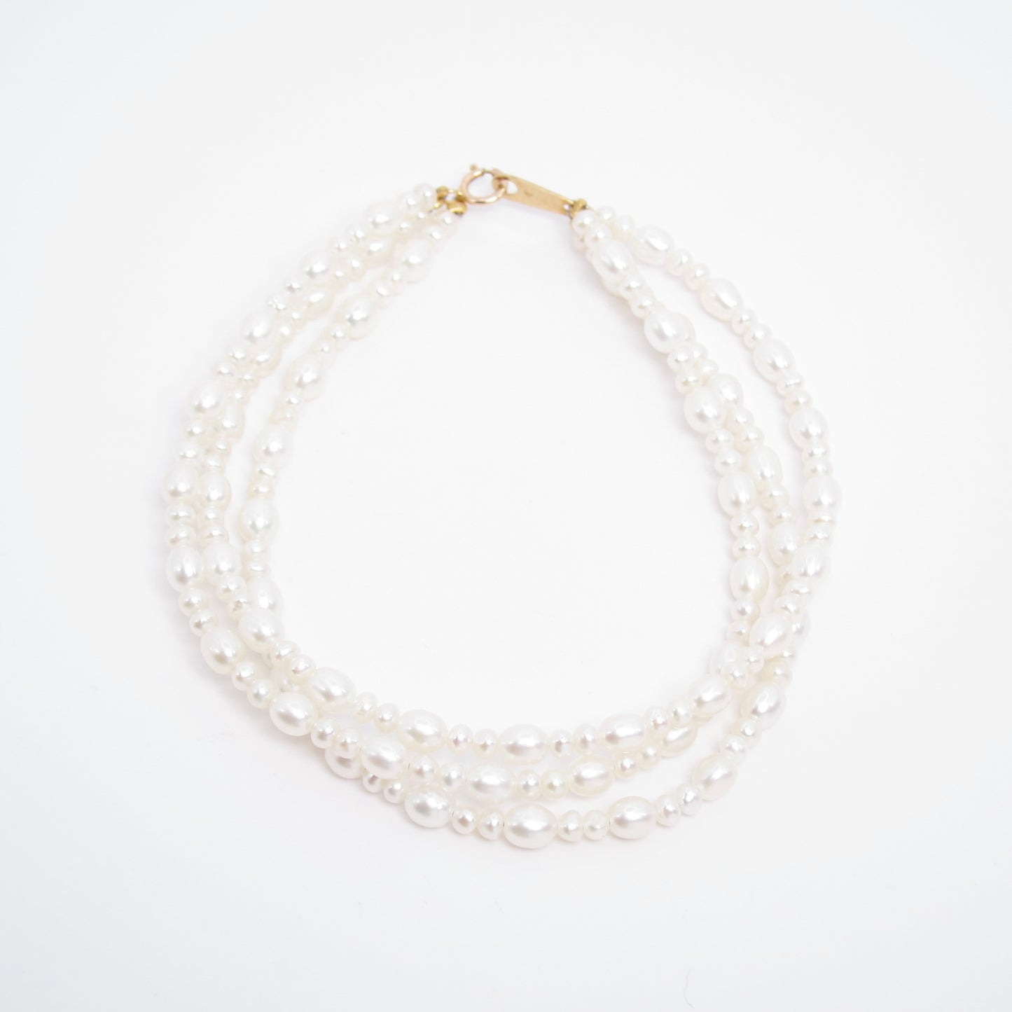 Mikimoto Vintage 3-row Freshwater Pearl Bracelet with K18 Gold Buckle