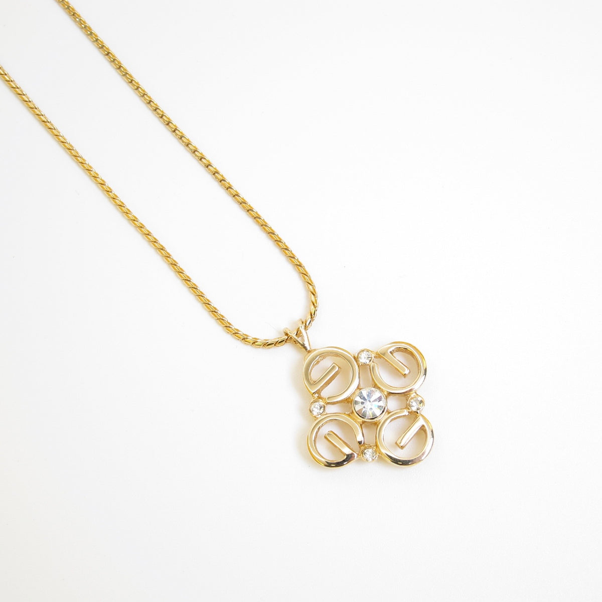 Givenchy Vintage Crystal 4G Pendant Necklace