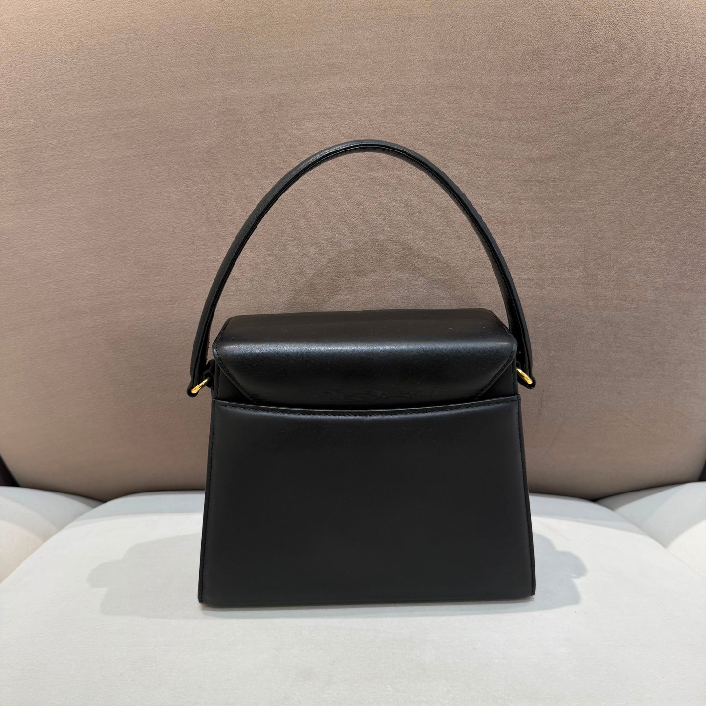 Givenchy Vintage Trapezoid Flap Black Leather Handbag