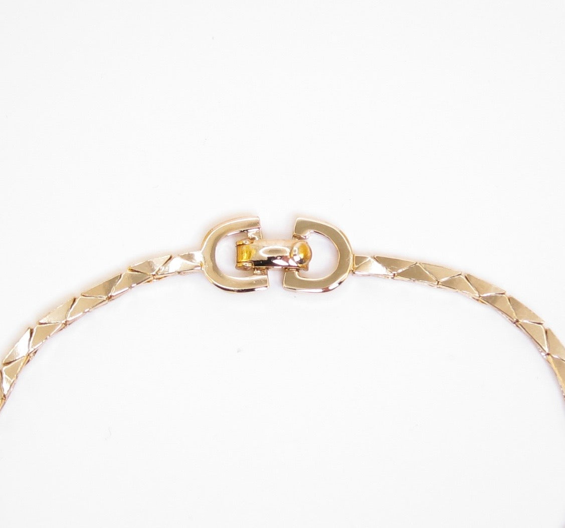 Christian Dior Vintage Rhinestone Motif Golden Bracelet