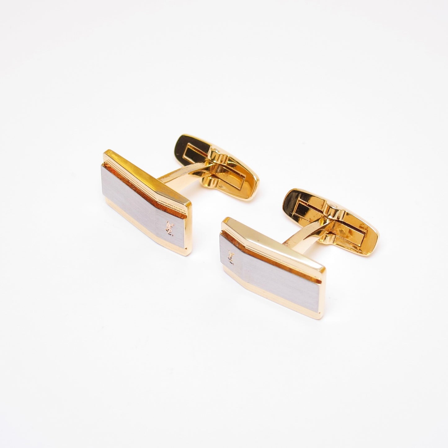 Yves Saint Laurent Vintage YSL Logo Two Tone Cufflinks