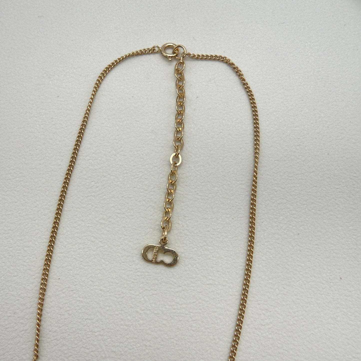 Christian Dior Vintage CD Logo in Oval Shape Golden Necklace