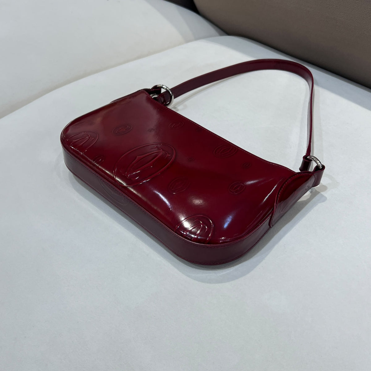 Cartier Vintage Happy Birthday Bordeaux Leather Shoulder Bag