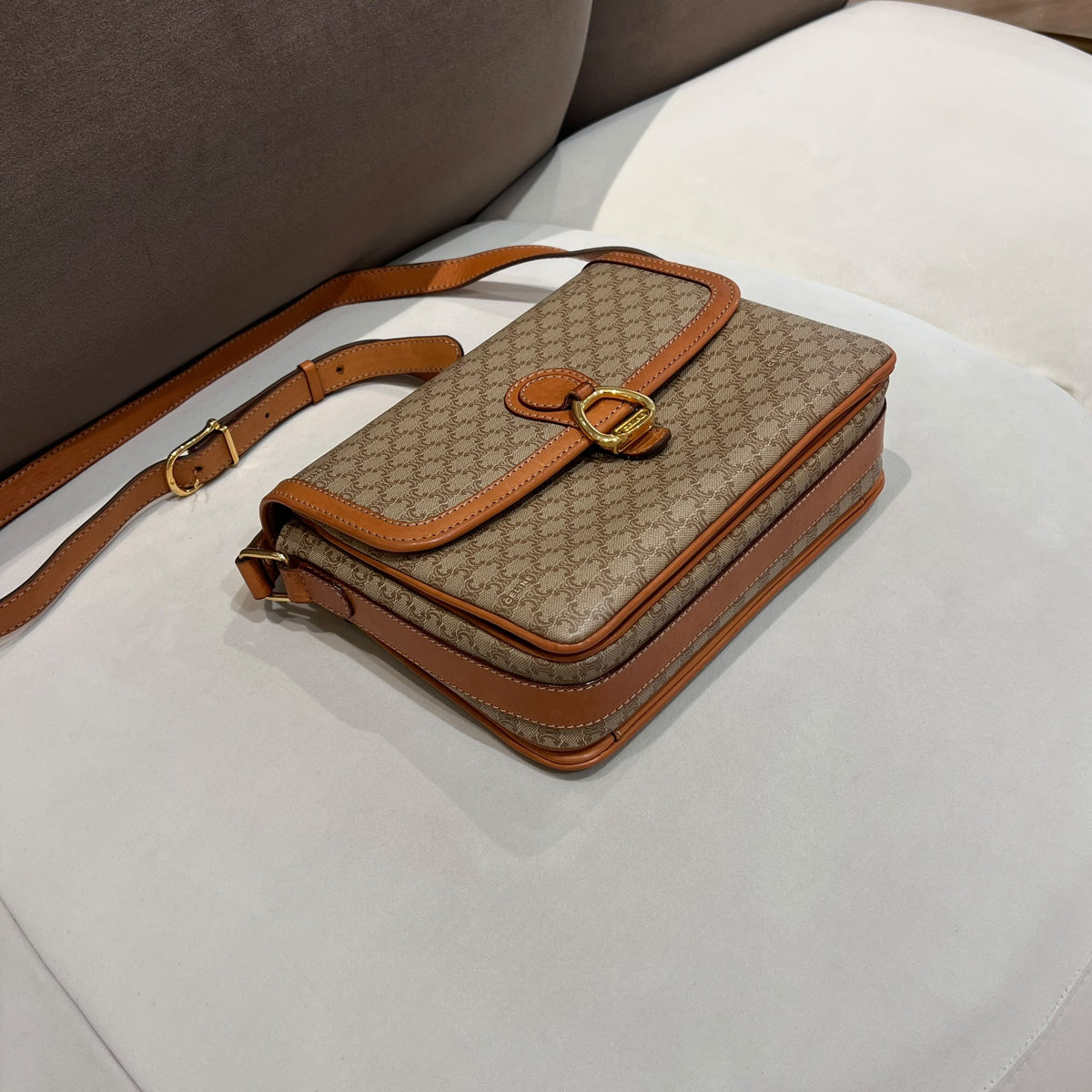 Celine Vintage Macadam Canvas Flap Shoulder Bag