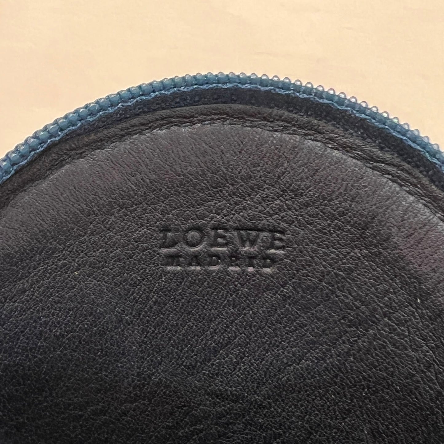 Loewe Vintage Round Suede & Leather Anagram Coin Purse