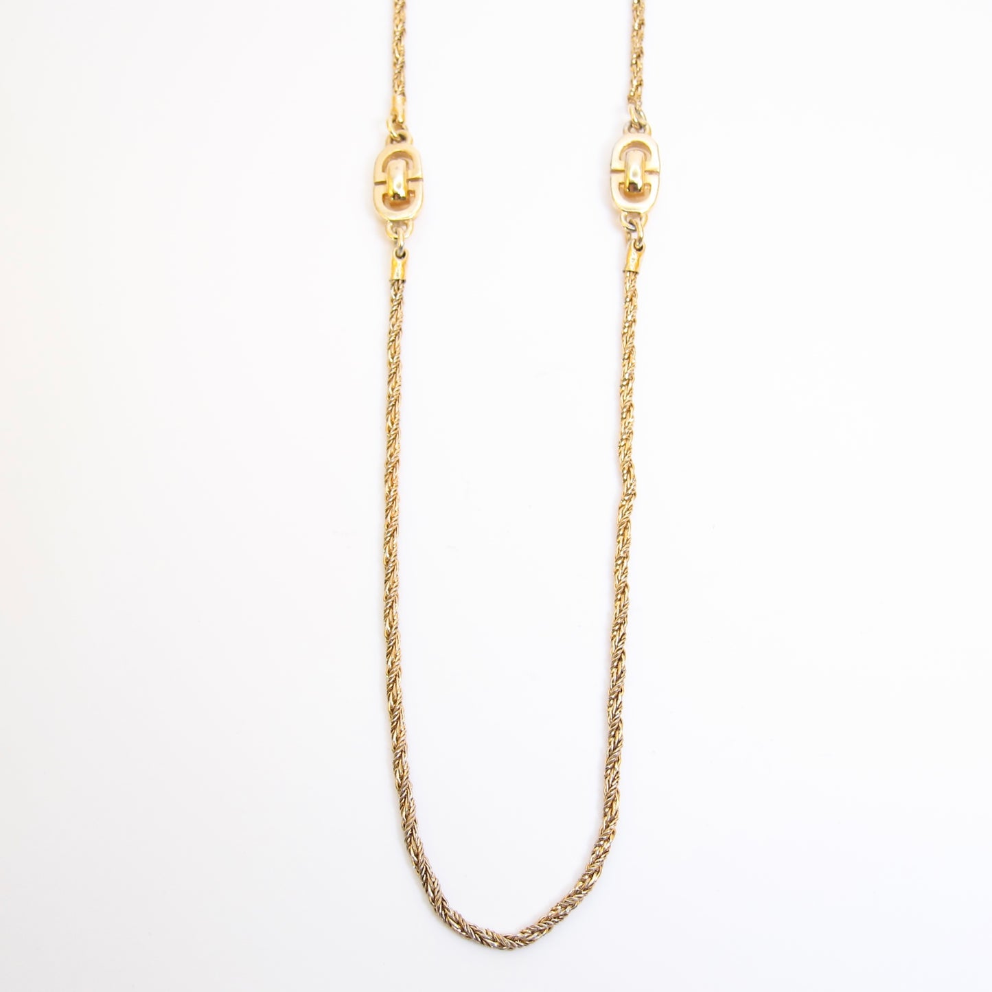 Christian Dior Vintage CD Logo Golden Long Necklace