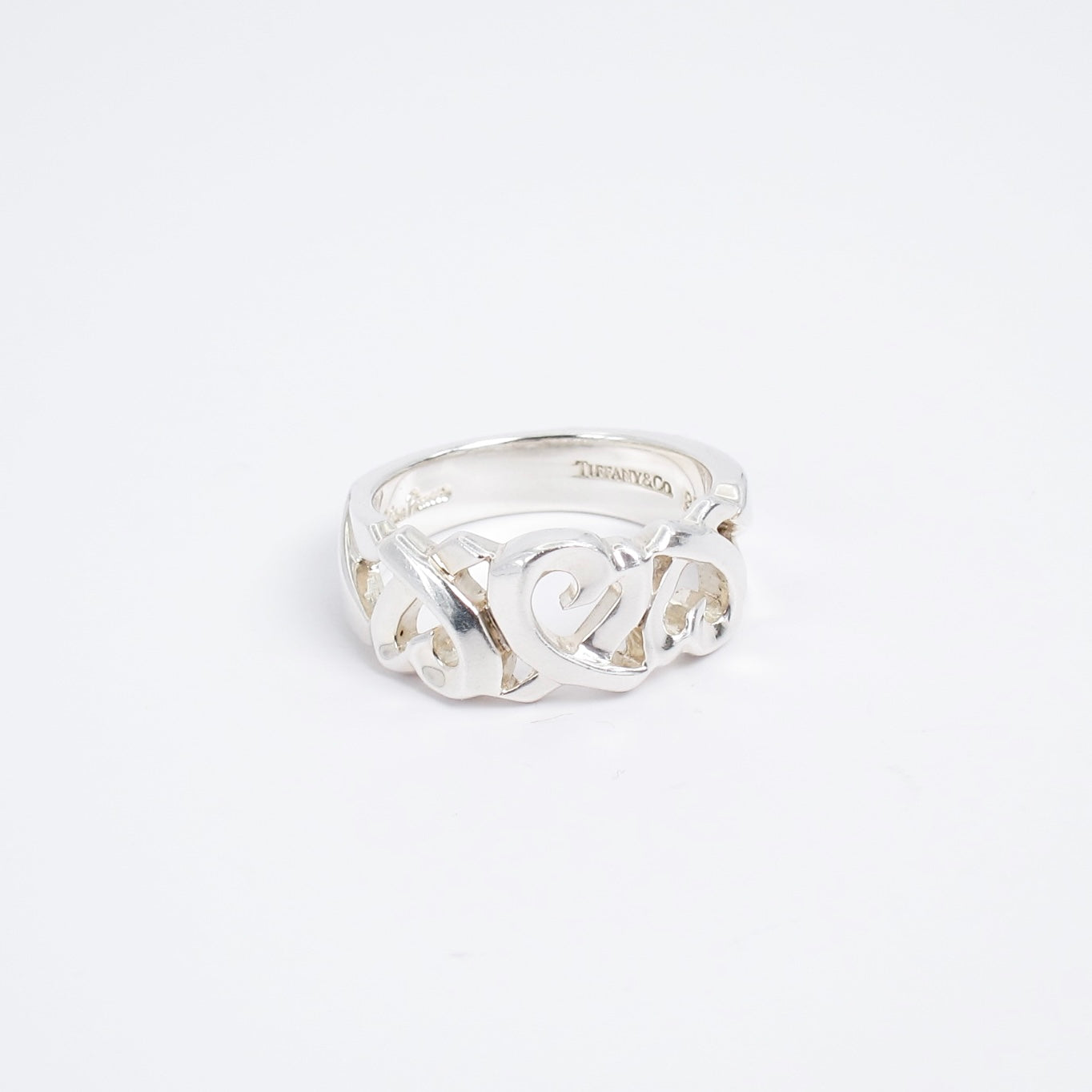 Tiffany Vintage Triple Loving Heart 925 Silver Ring