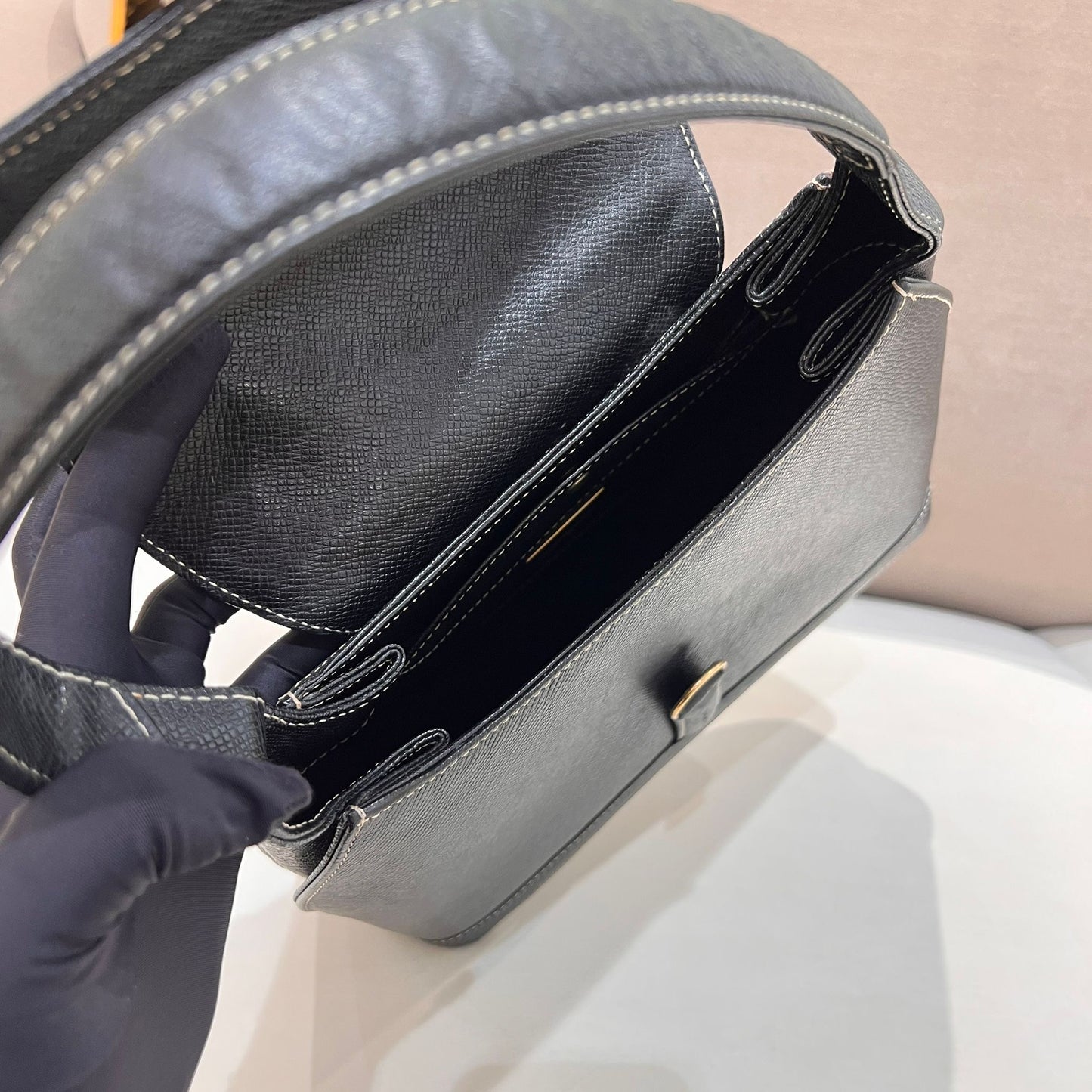 Valentino Vintage Black V Hardware Structured Handbag