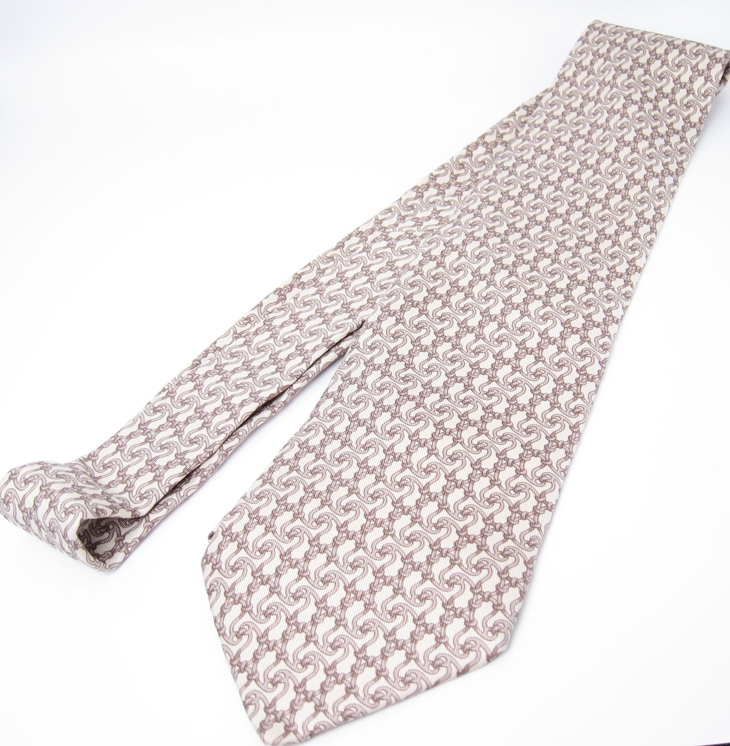 Hermes Vintage Beige Silk Tie
