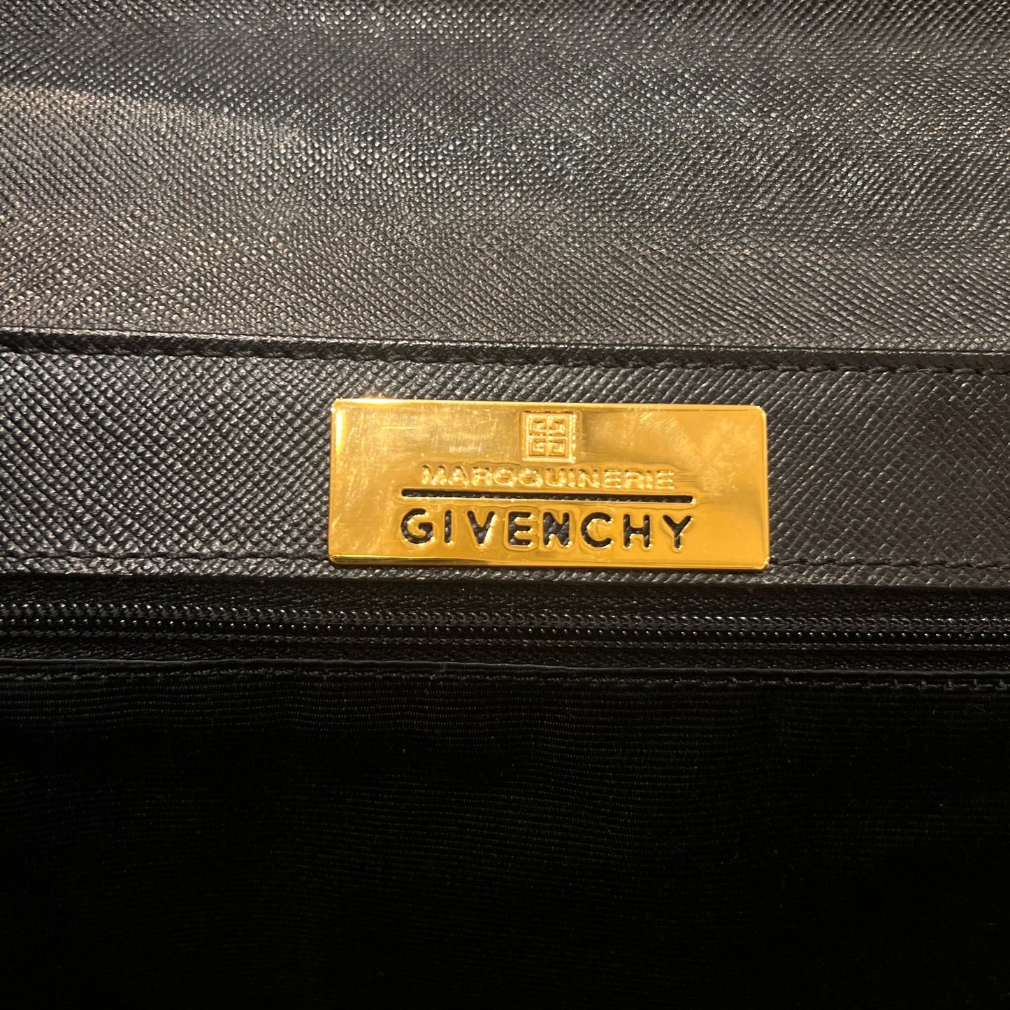 Givenchy Vintage Anagram Embossed Black Leather Top Handle Handbag