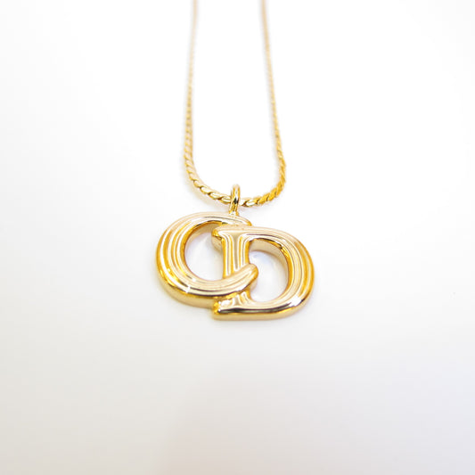 Christian Dior Vintage CD Logo Golden Necklace