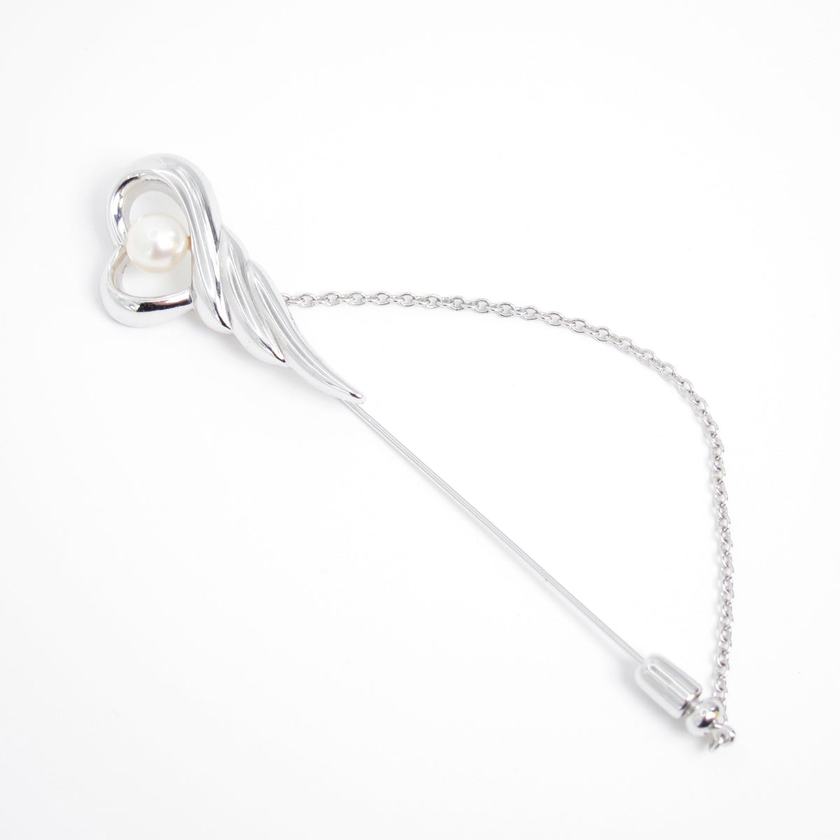 Tasaki  Vintage Heart Motif with Pearl SV Brooch