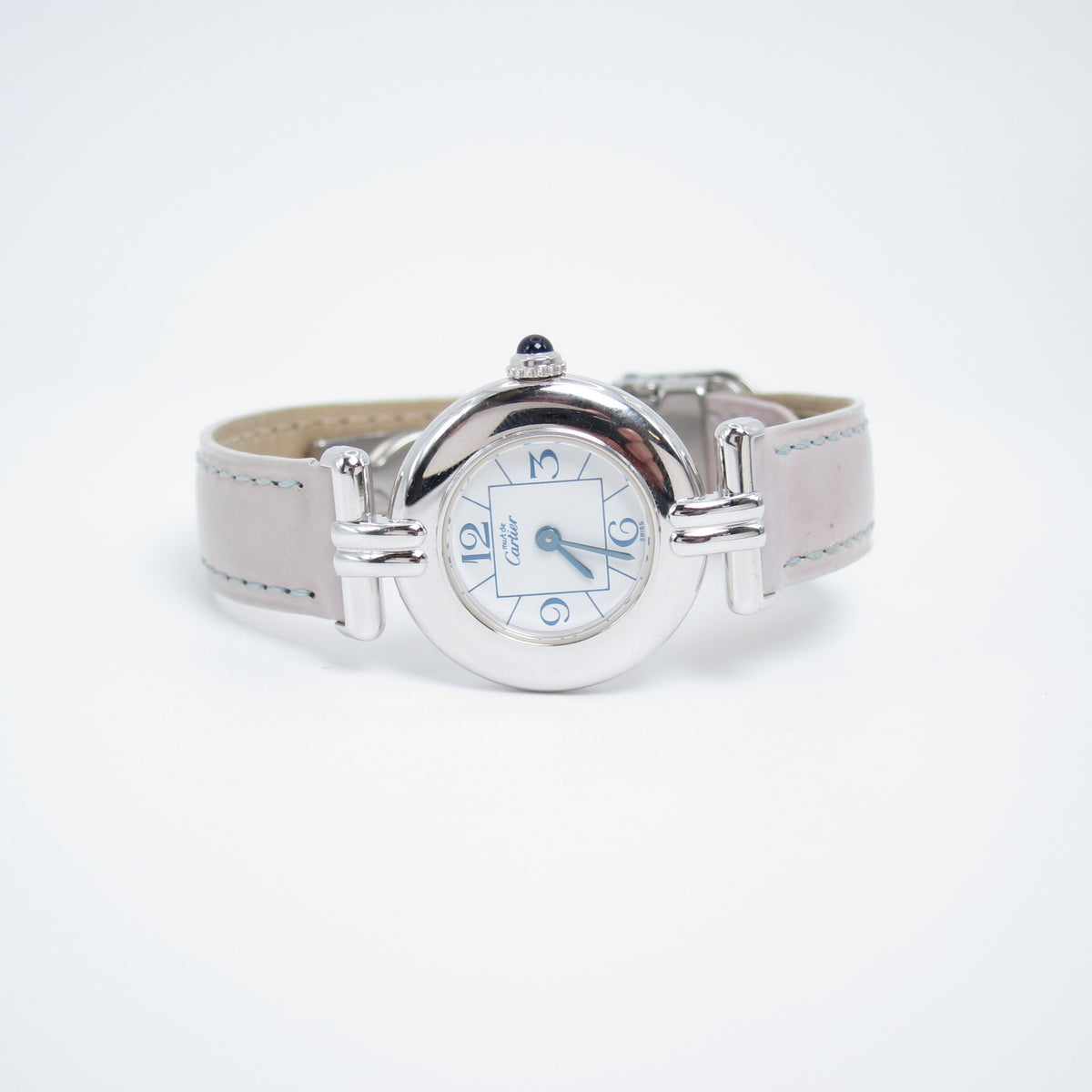 Cartier Vintage Must De Cartier Colisee White Face with Light Grey Strap Watch