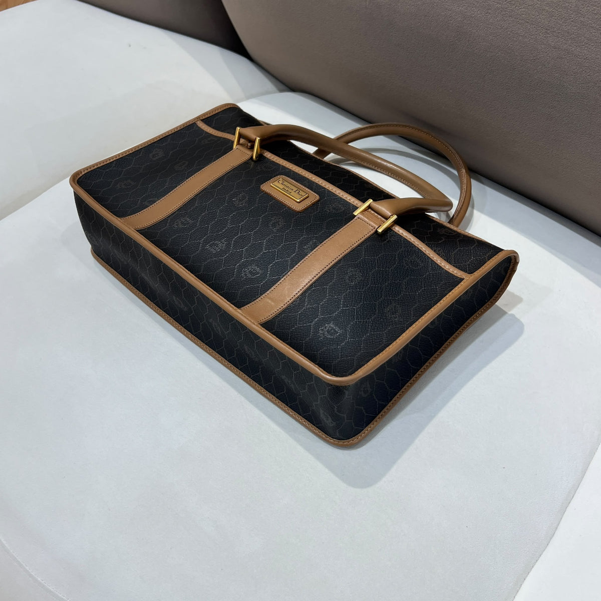 Christian Dior Vintage Honeycomb Canvas Handbag