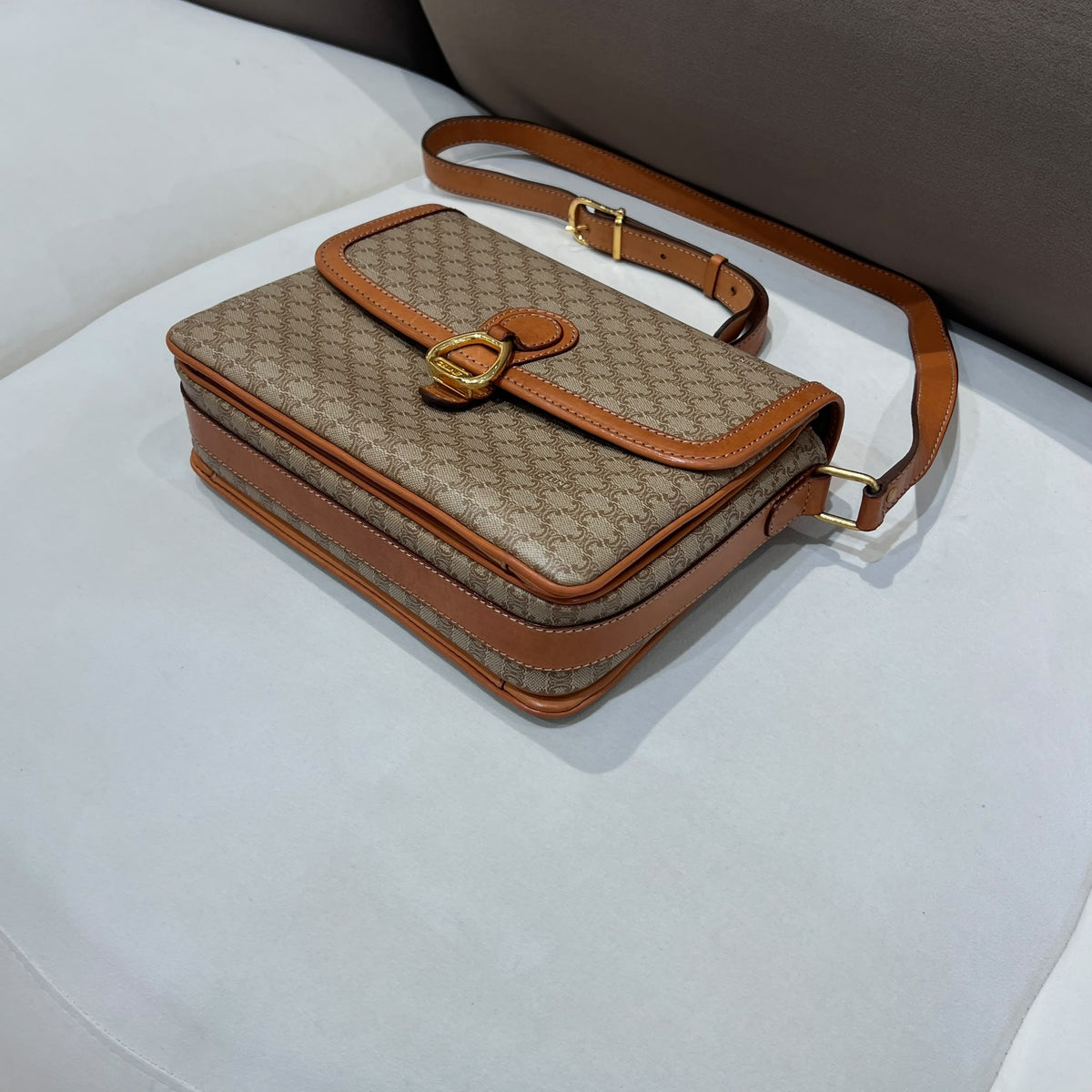 Celine Vintage Macadam Canvas Flap Shoulder Bag