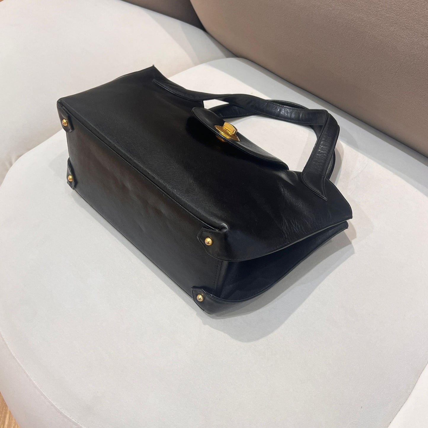 Givenchy Vintage Black Leather Flap Top Handle Shoulder Handbag