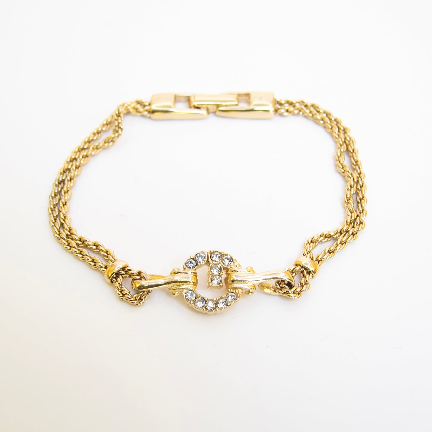 Givenchy Vintage G Logo with Rhinestone Golden Bracelet
