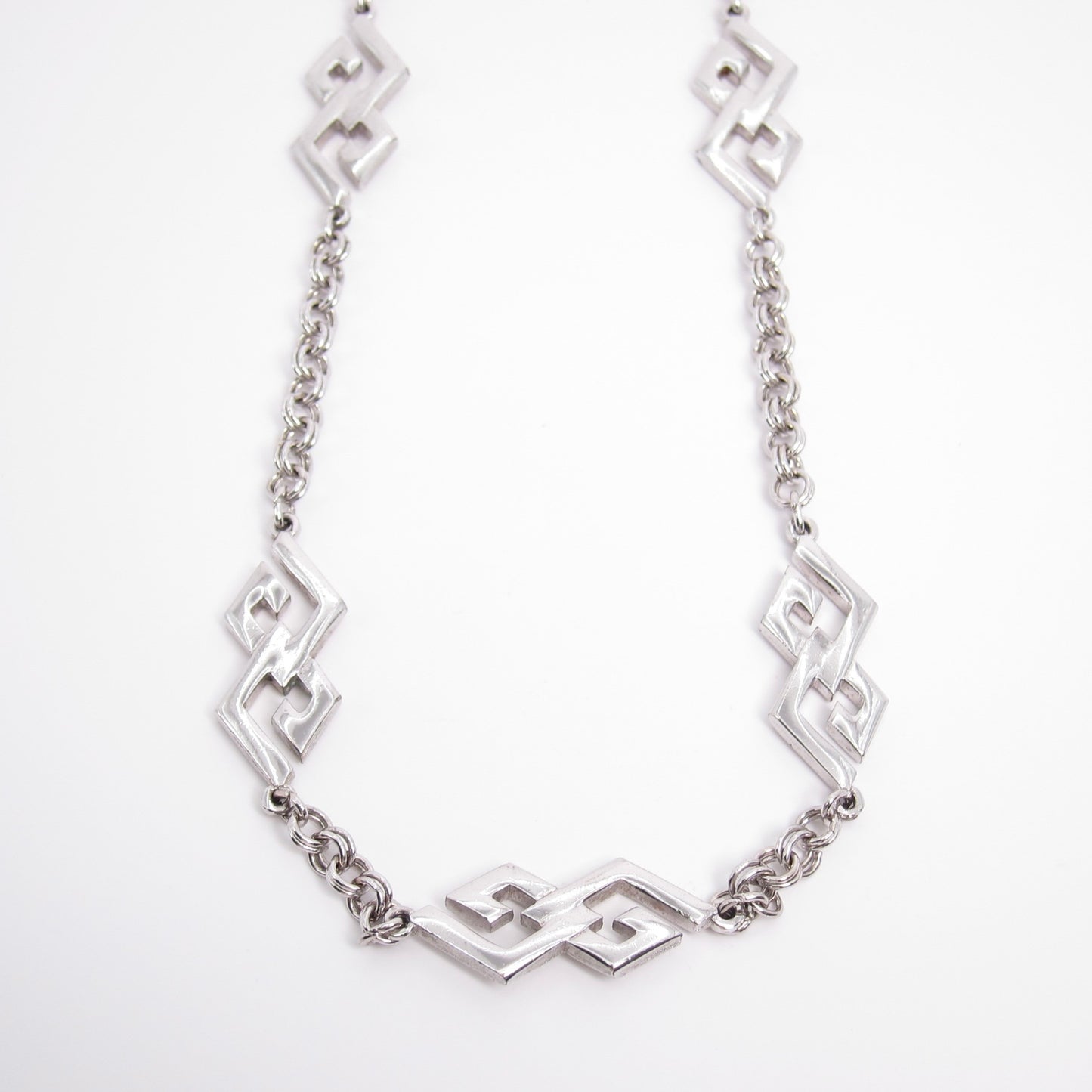 Givenchy Vintage GG Logo Silver Long Necklace