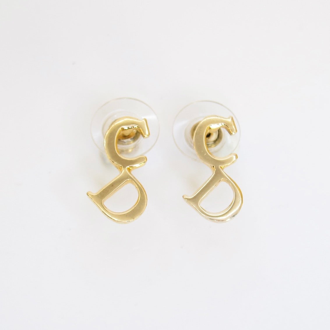 Christian Dior Vintage CD Logo Golden Earrings