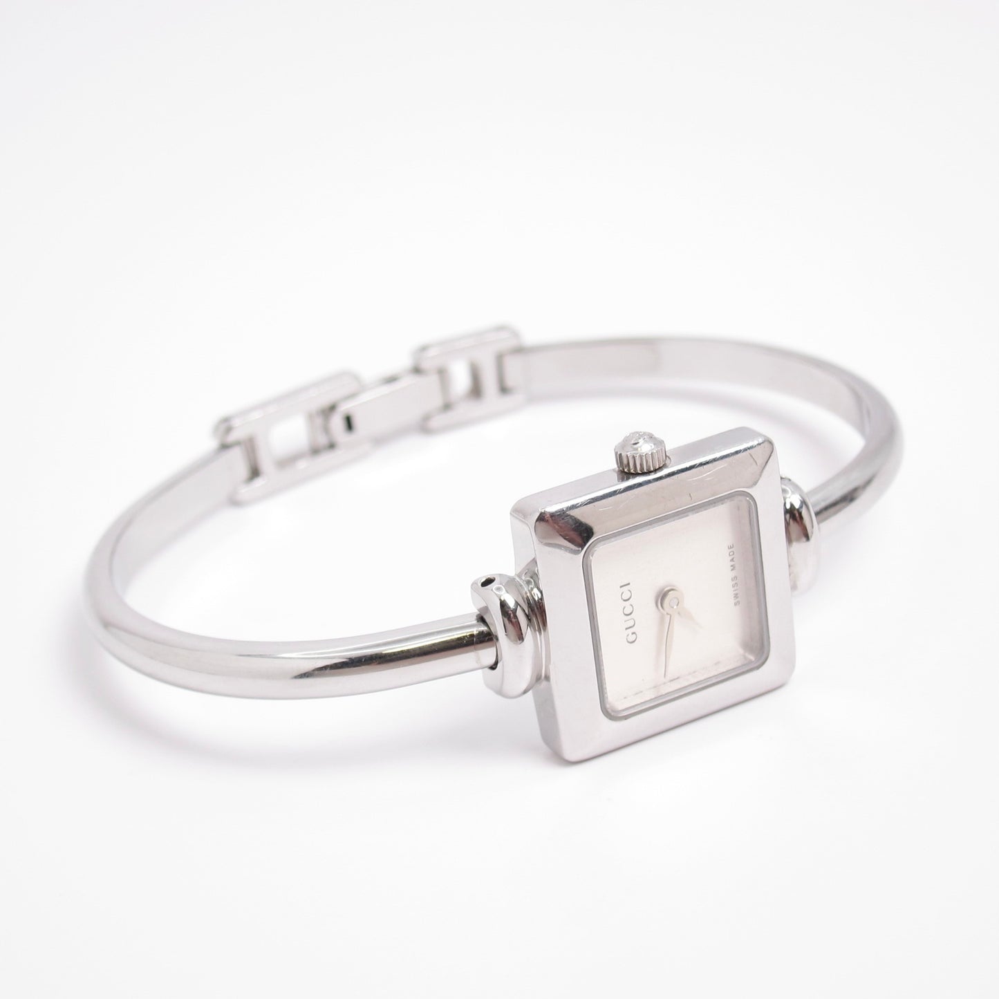 Gucci Vintage Square Silver Face Bangle Watch