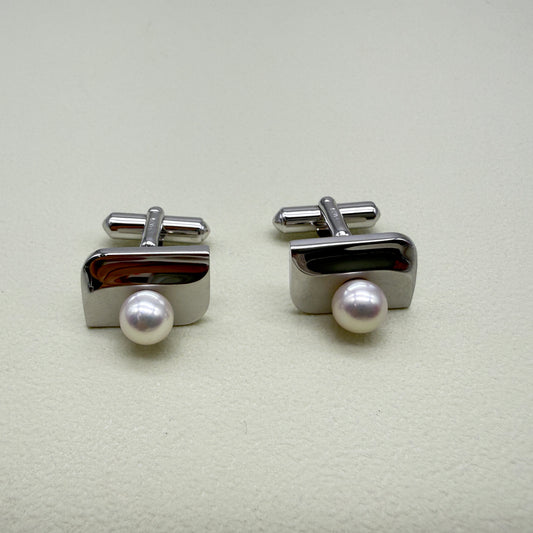Tasaki Vintage Akoya Pearl Silver Cufflinks