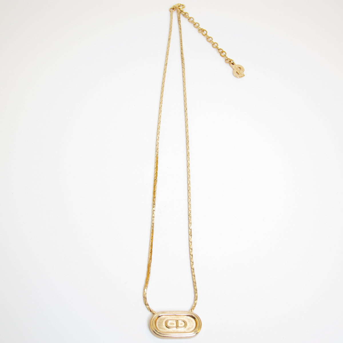 Christian Dior 中古 CD 橢圓吊墜項鏈