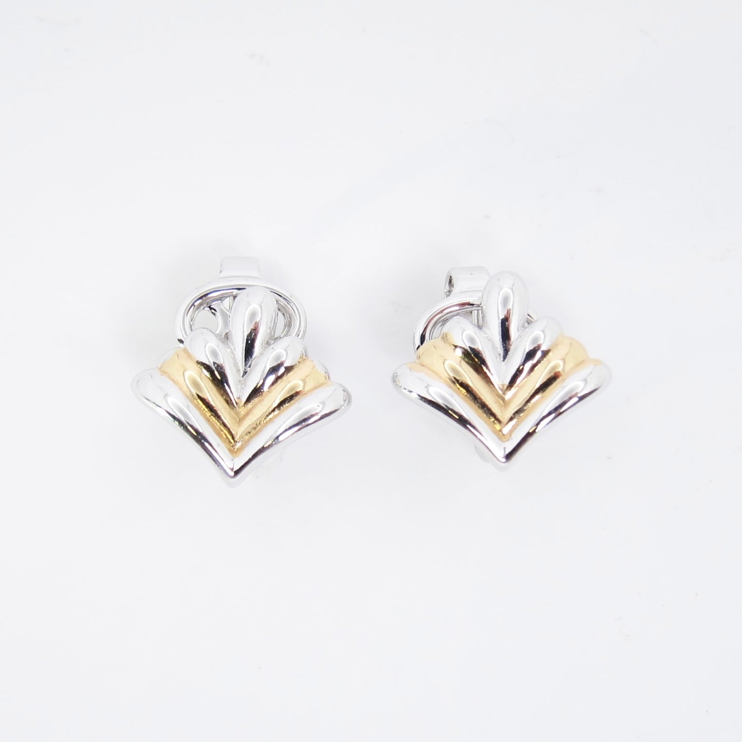 Nina Ricci Vintage Stylish Two Tone Clip-on Earrings