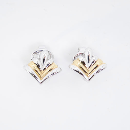 Nina Ricci Vintage Stylish Two Tone Clip-on Earrings