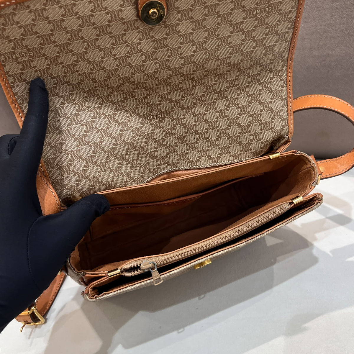 Celine Vintage Macadam Canvas Flap Shoulder Bag