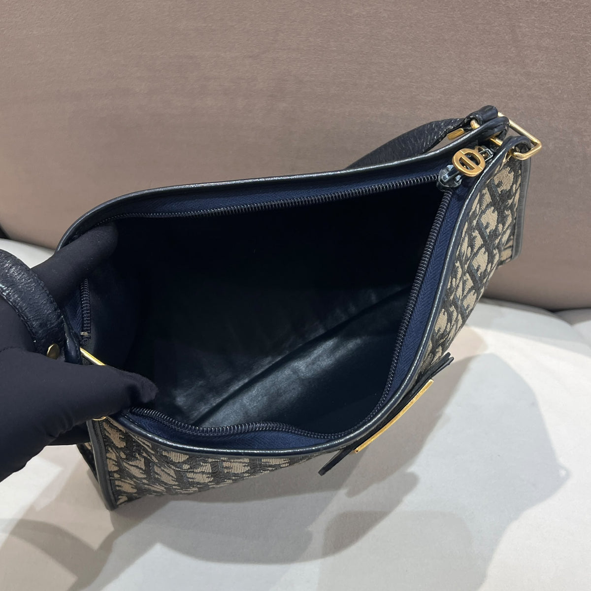 Christian Dior Vintage Trotter Monogram Canvas Shoulder Bag