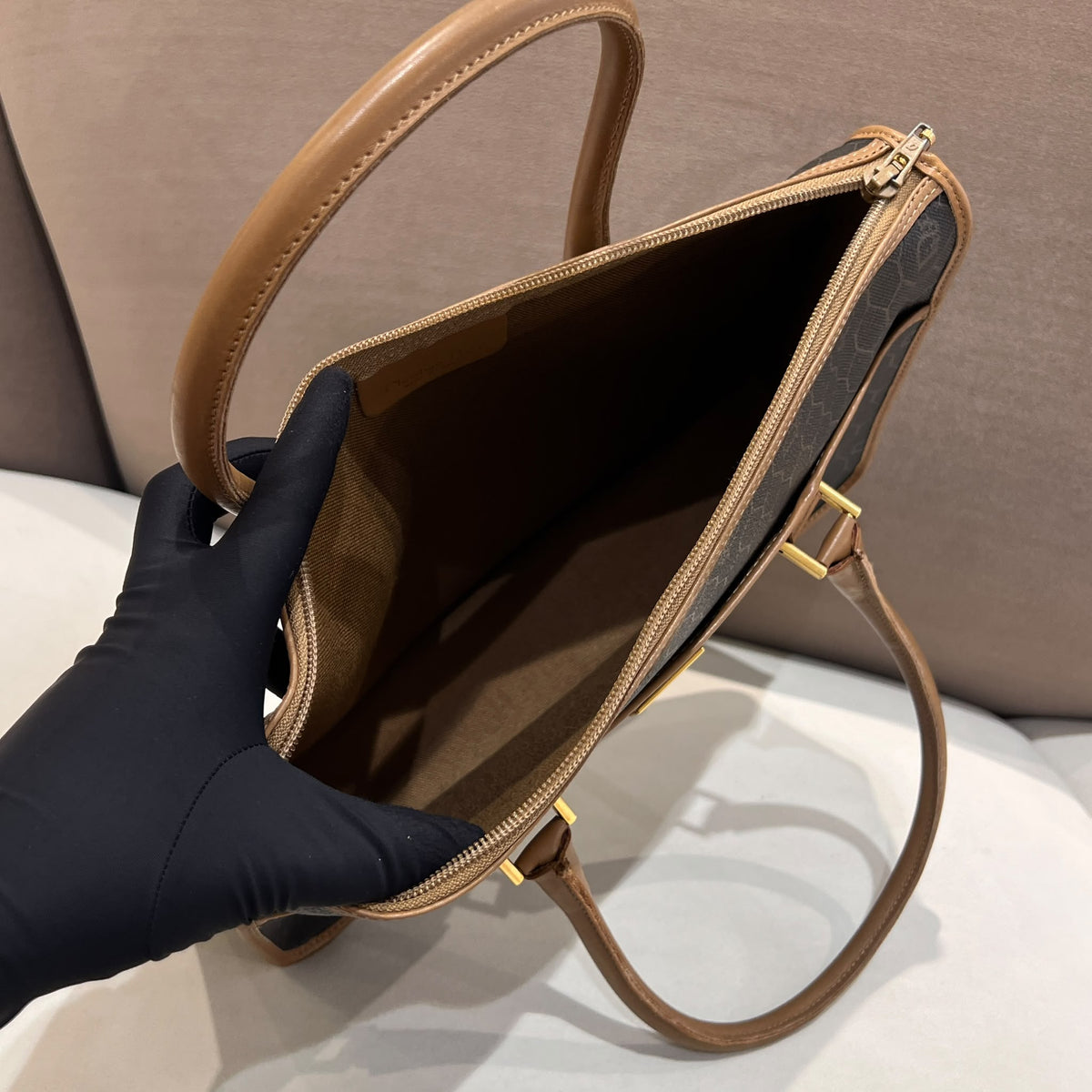 Christian Dior Vintage Honeycomb Canvas Handbag
