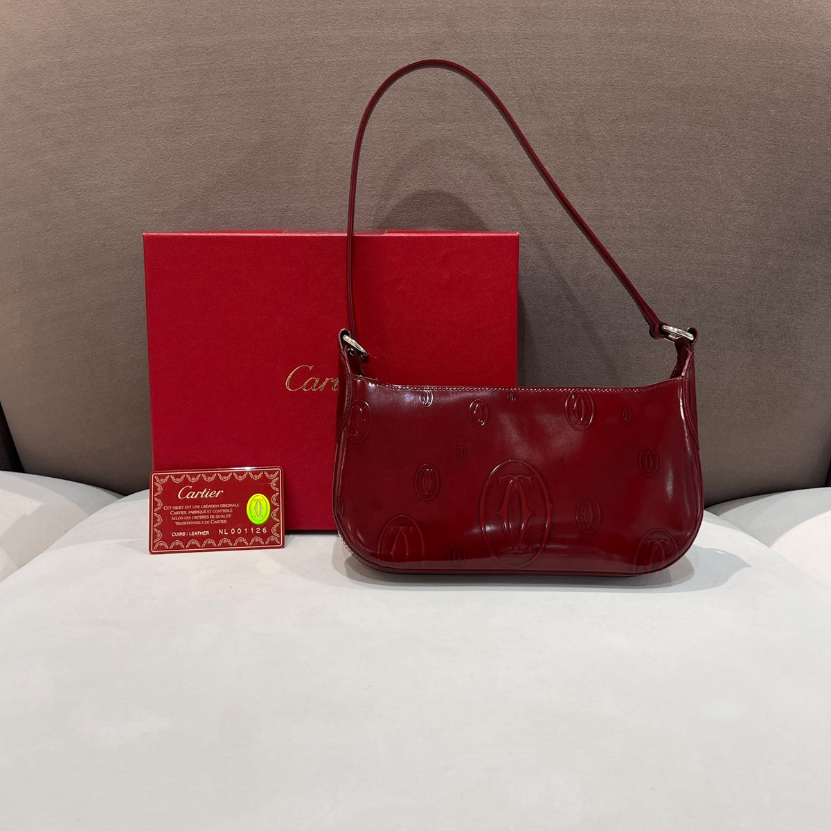 Cartier Vintage Happy Birthday Bordeaux Leather Shoulder Bag