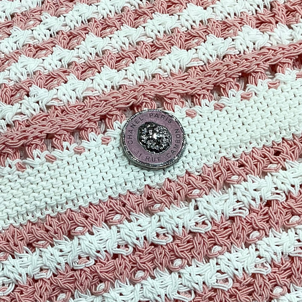 Chanel Vintage Unused Pink and White Knit Double Pocket Skirt