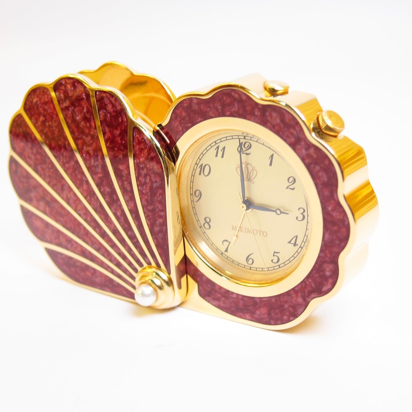 Mikimoto Vintage Red Shell with Pearl Golden Pocket Watch