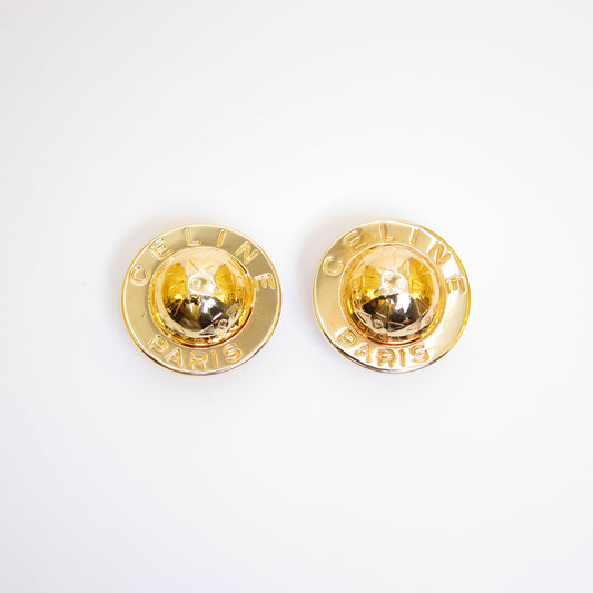Celine Vintage Star Ball Golden Clip-on Earrings