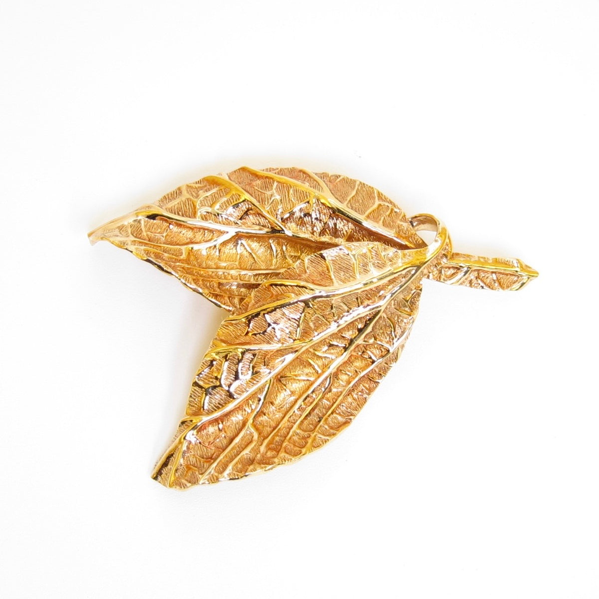 Christian Dior Vintage Leaf Motif Golden Brooch