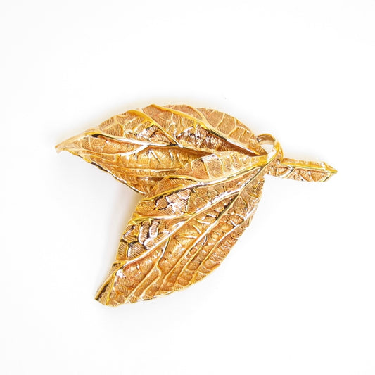 Christian Dior Vintage Leaf Motif Golden Brooch