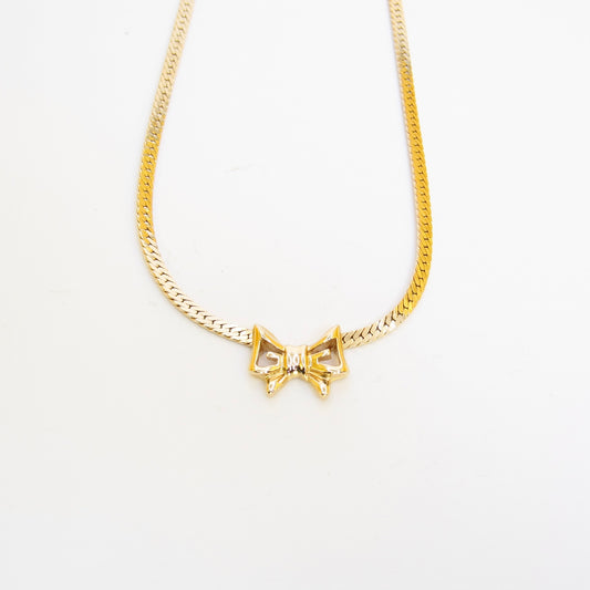 Givenchy Vintage Ribbon Motif Golden Necklace