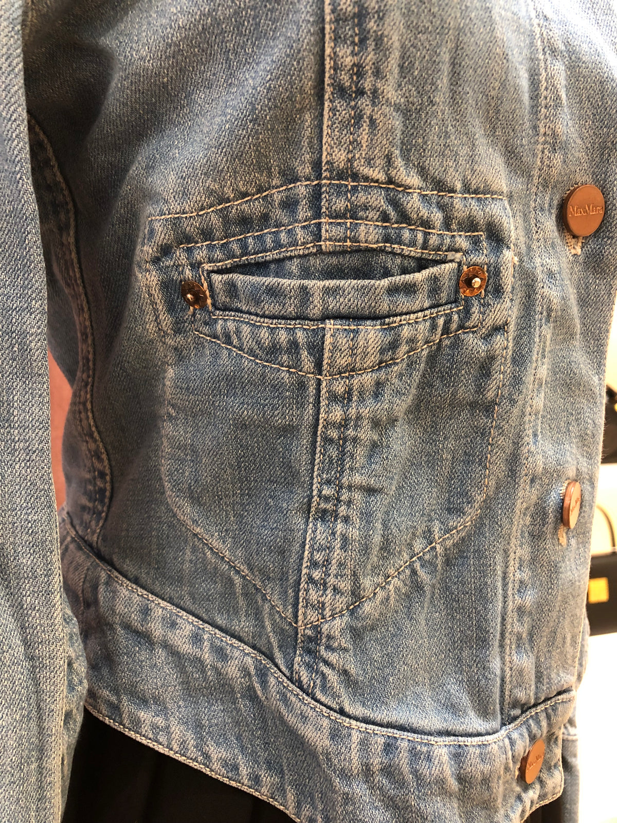 MaxMara Fitted Light Wash Denim Jacket