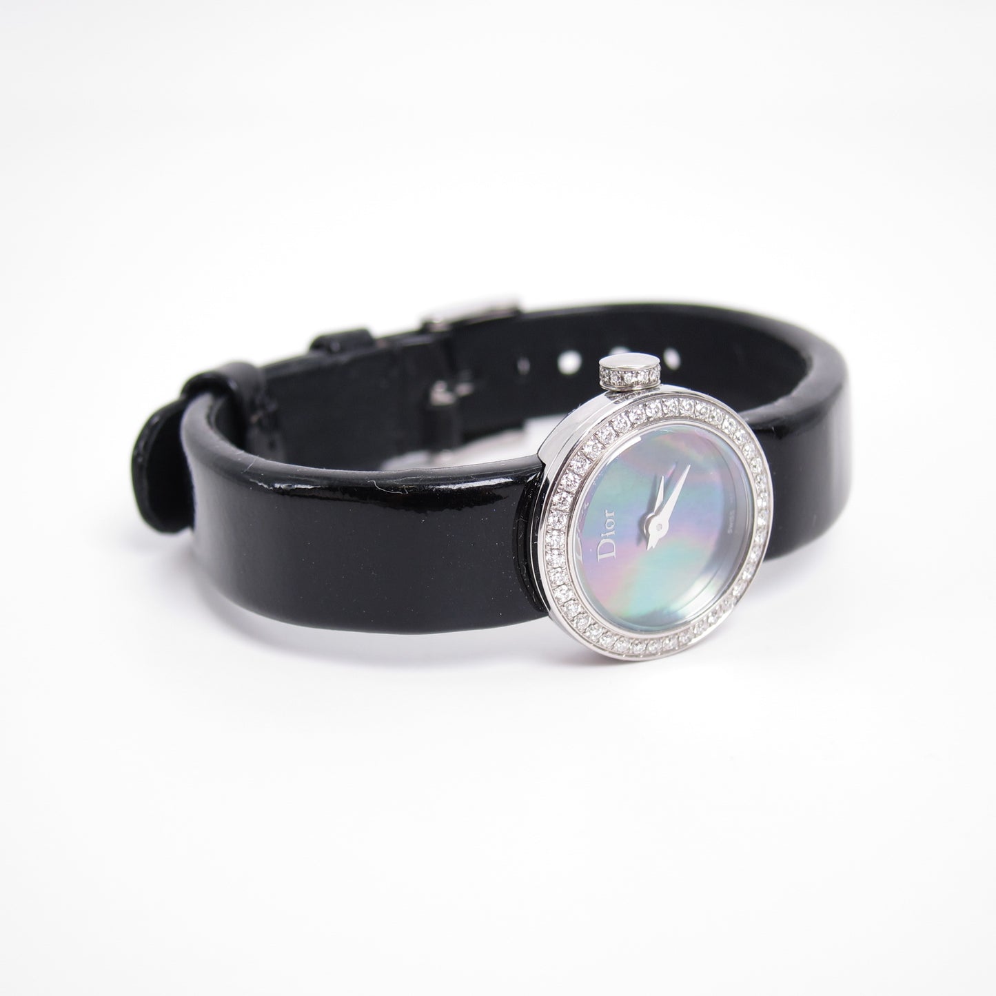 Christian Dior Vintage La Mini D De Dior Diamond and Black Shell Pearl Face Watch