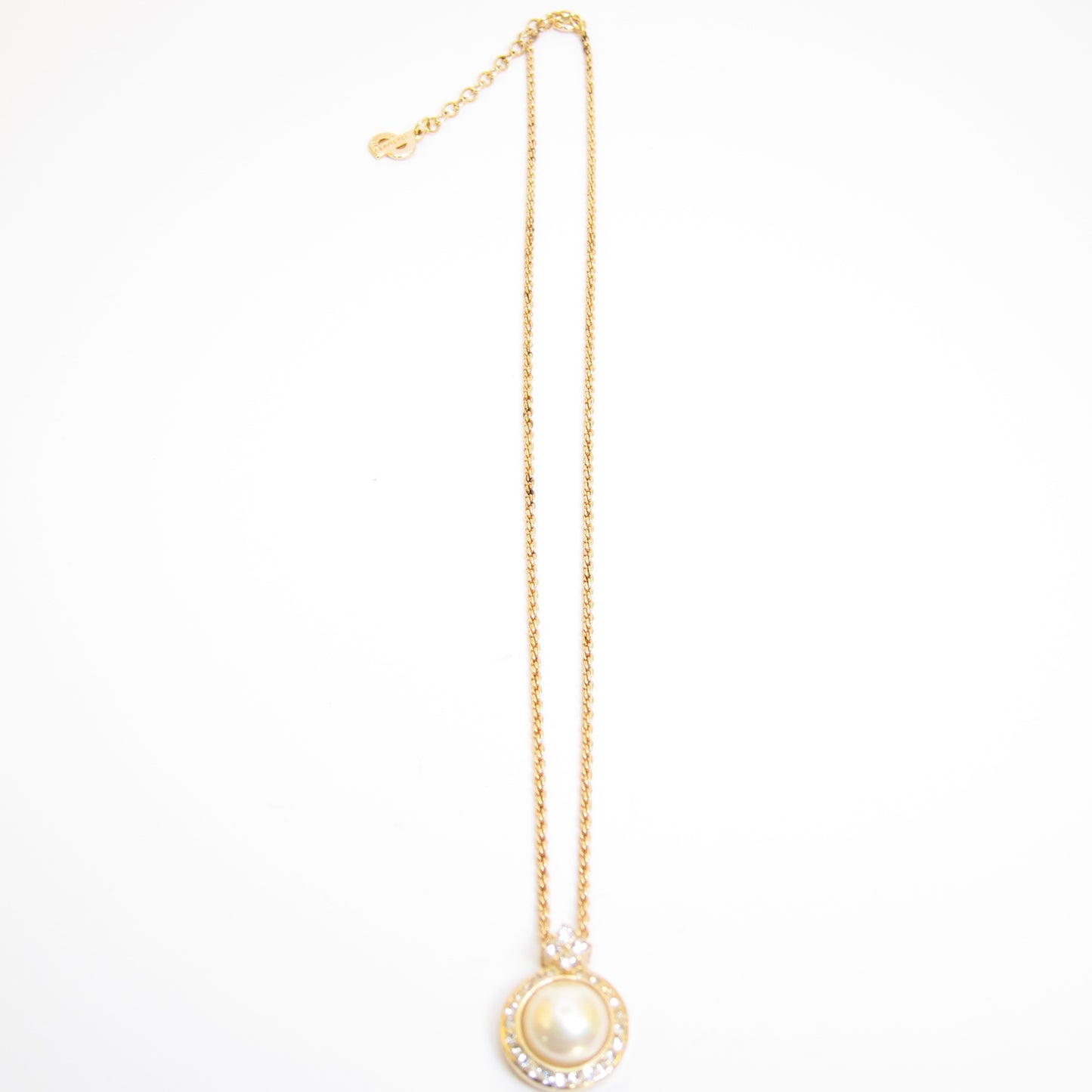 Christian Dior Vintage Pearl and Rhinestone Golden Necklace