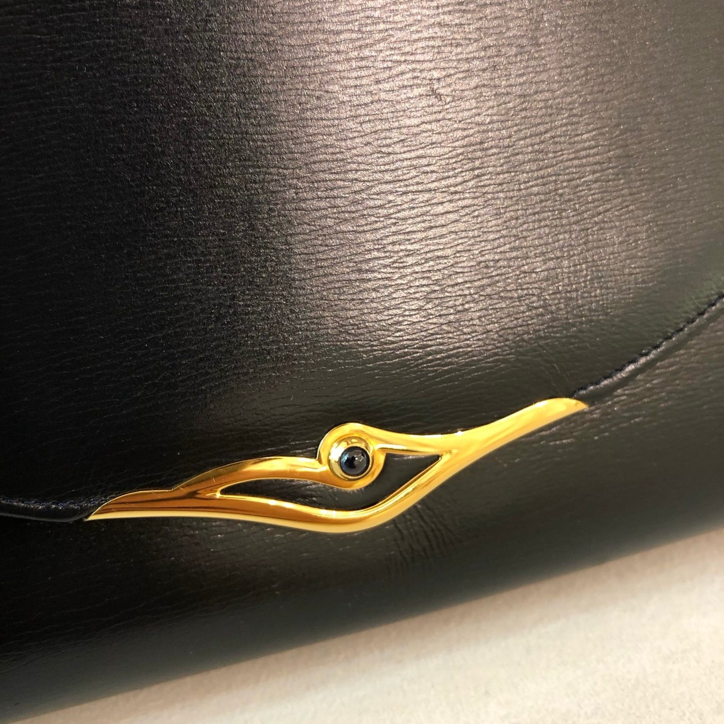Cartier Vintage Sapphire Line Black Leather Shoulder Bag