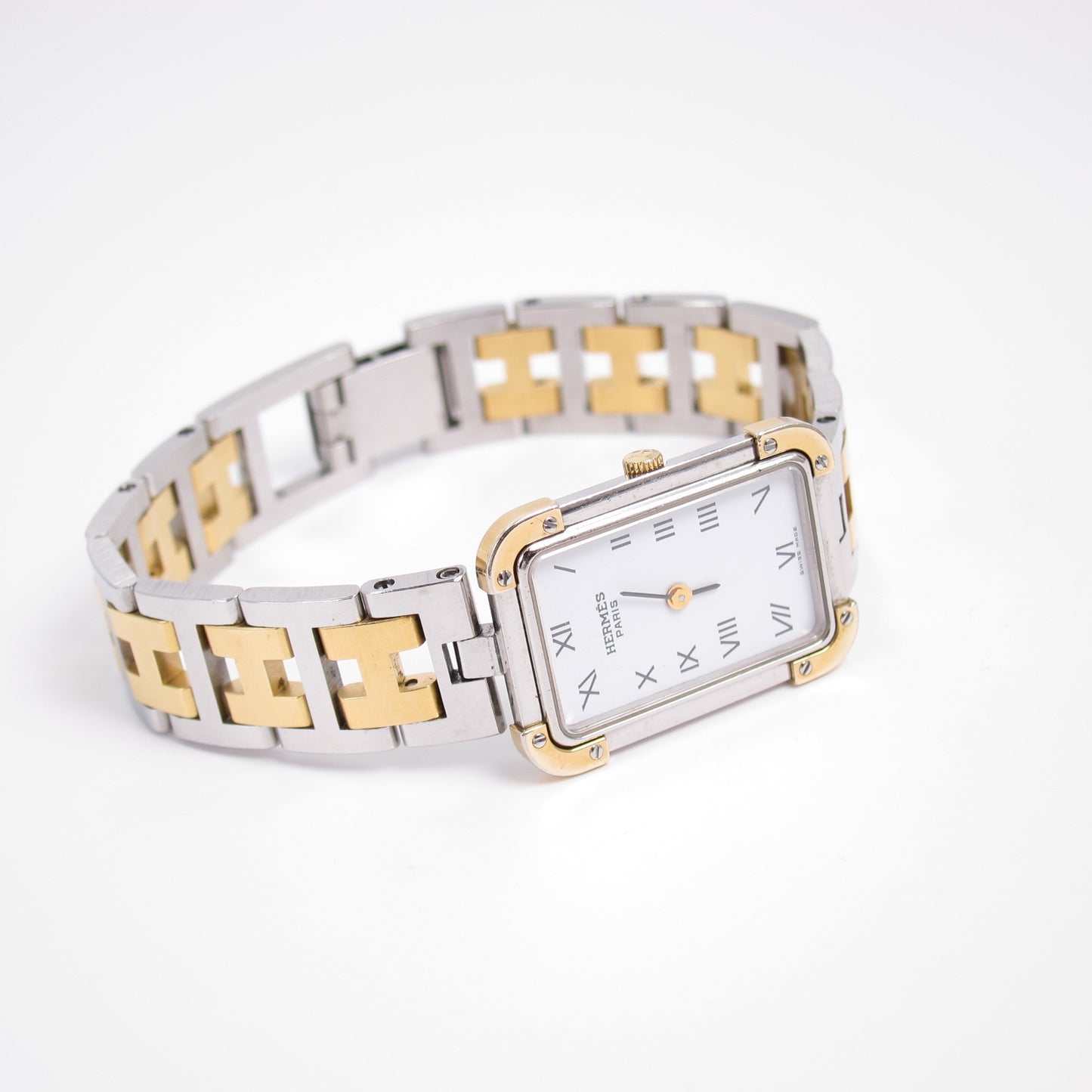 Hermes Vintage Croisiere White Face with H Bracelet Two Tone Watch