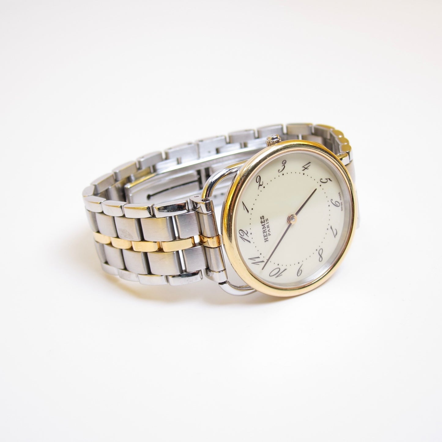 Hermes Vintage Arceau Ivory Dial Two Tone Watch