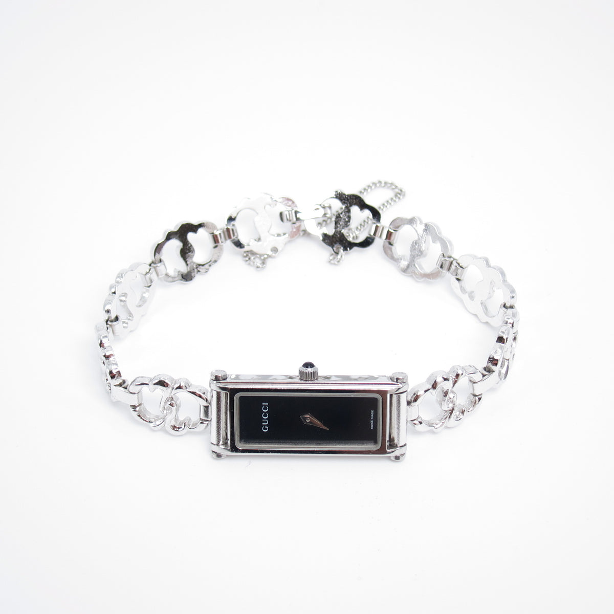 Gucci 1500L黑面銀色石英腕錶