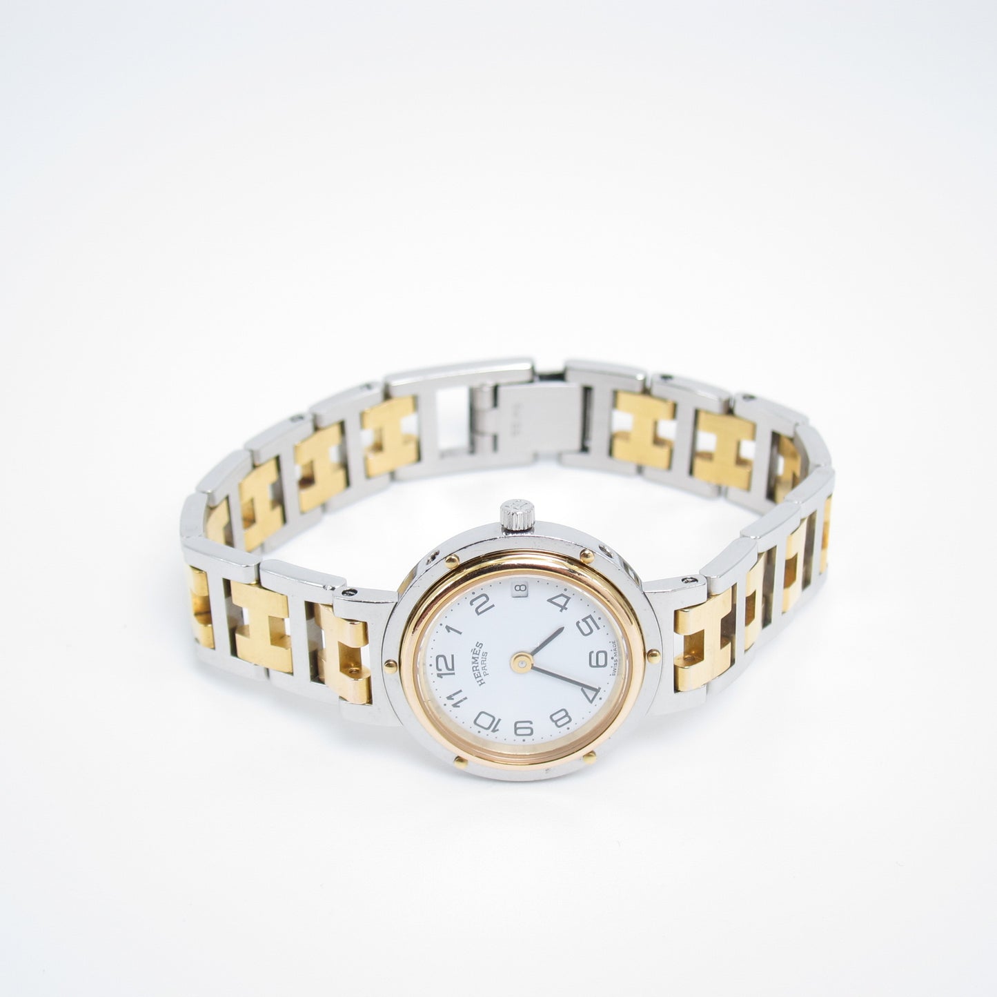 Hermes Vintage Clipper Two-Tone White Dial Ladies Watch