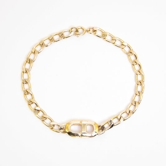 Christian Dior Vintage CD Logo Golden Chain Bracelet